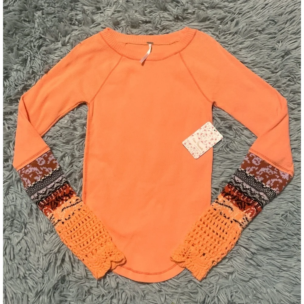 In The Mix Crochet Cuff Thermal Top